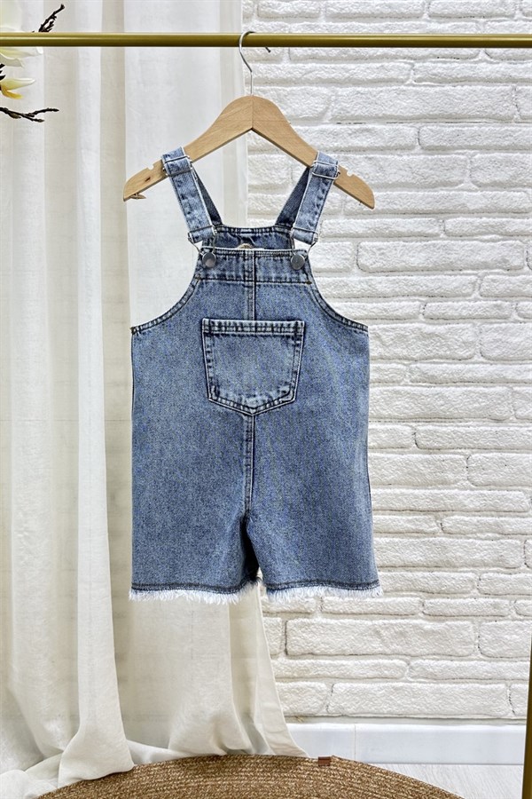 Unisex Özel Seri Denim Şortlu Salopet