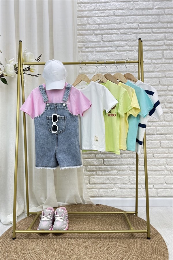 Unisex Özel Seri Denim Şortlu Salopet