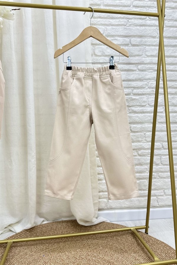Unisex Özel Seri Yelek Jean Gabardin Bej Takım