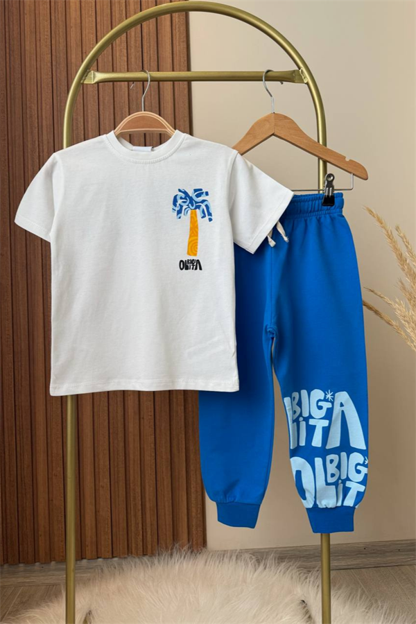 Unisex Palmiyeli Saks İkili Takım