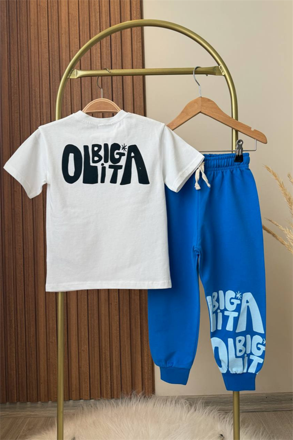 Unisex Palmiyeli Saks İkili Takım