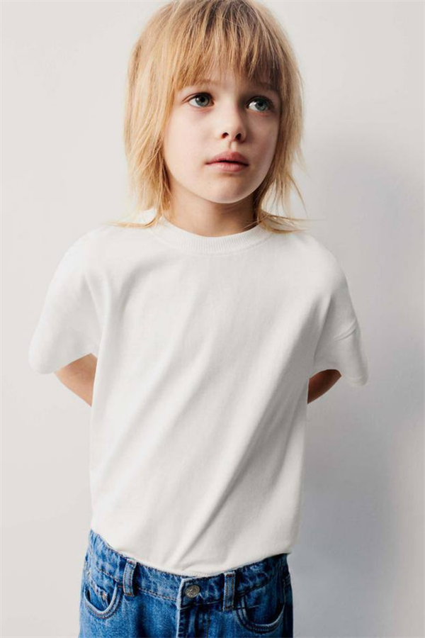 Unisex Çocuk Pamuklu Basic Beyaz Tshirt