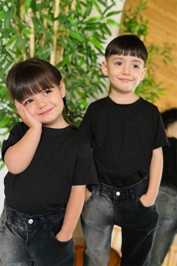Unisex Çocuk Pamuklu Basic Siyah Tshirt