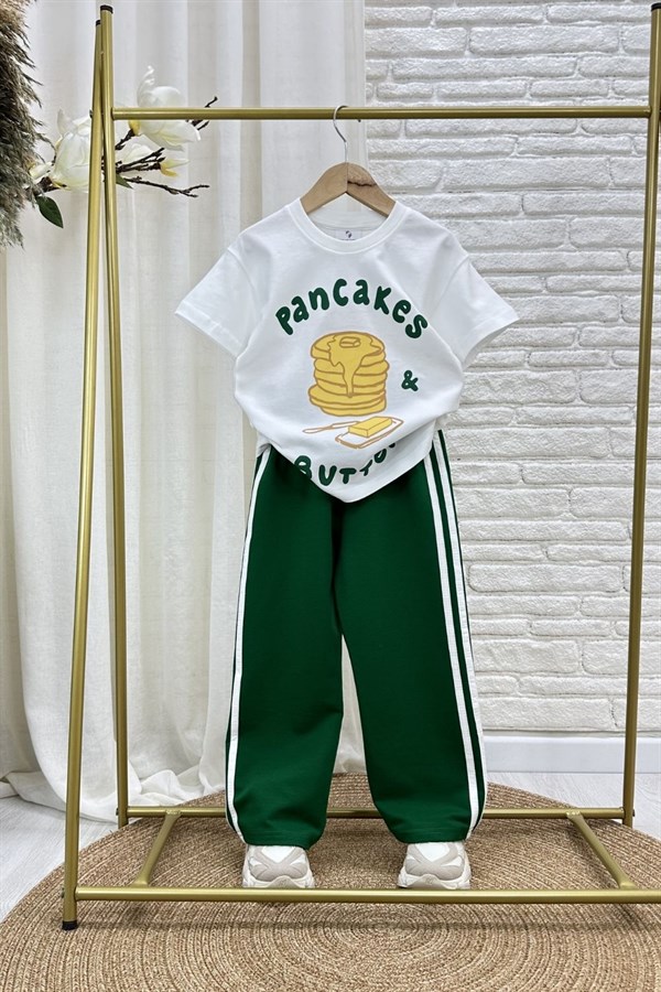 Unisex Pancakes Baskılı İkili Takım