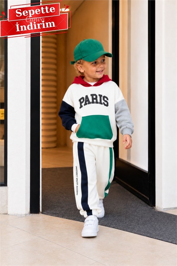 Unisex Paris Kapüşonlu 3 İplik Takım