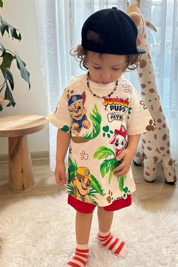 Unisex Pawpatrol Kırmızı Şortlu Takım