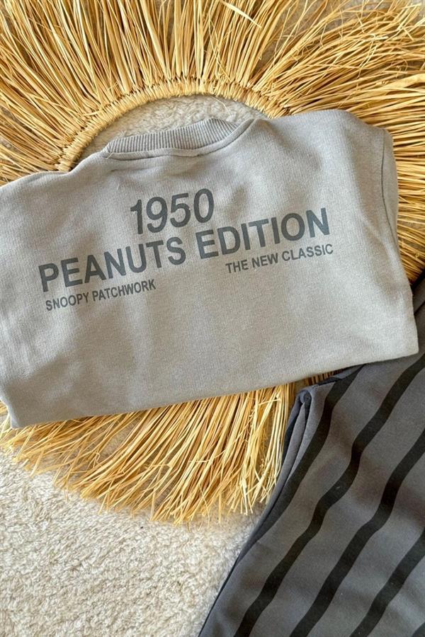 Unisex Peanuts 3 İplik Gri Takım