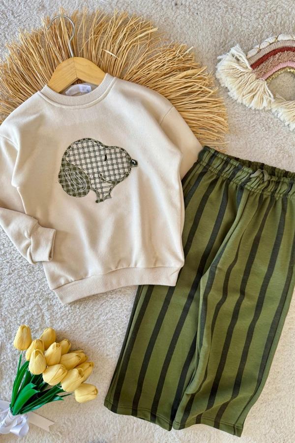 Unisex Peanuts 3 İplik Yeşil Takım