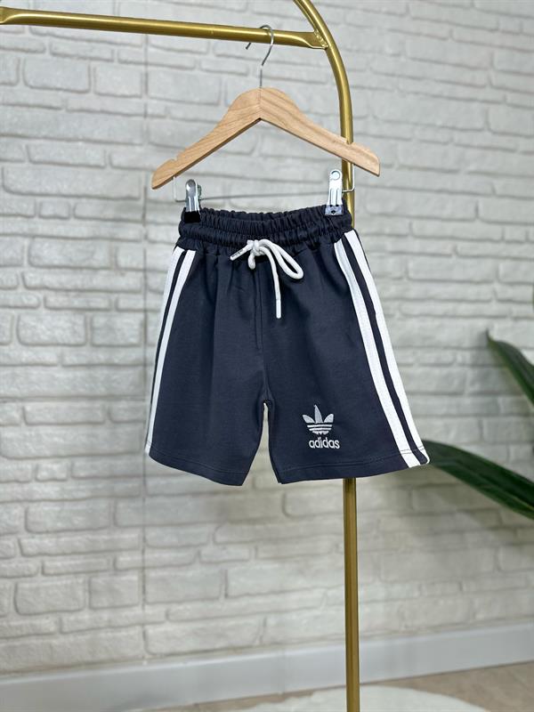 Unisex Polo Yaka Adids Antrasit Şortlu Takım 