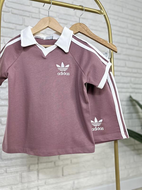 Unisex Polo Yaka Adids Mürdüm Şortlu Takım 