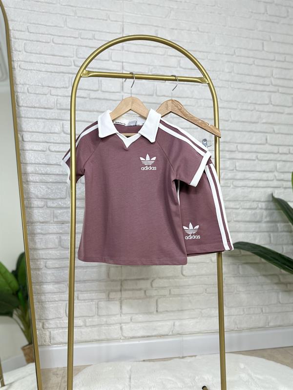 Unisex Polo Yaka Adids Mürdüm Şortlu Takım 