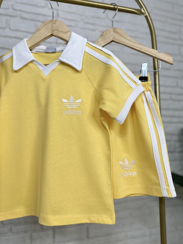 Unisex Polo Yaka Adids Sarı Şortlu Takım 