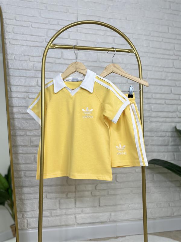 Unisex Polo Yaka Adids Sarı Şortlu Takım 