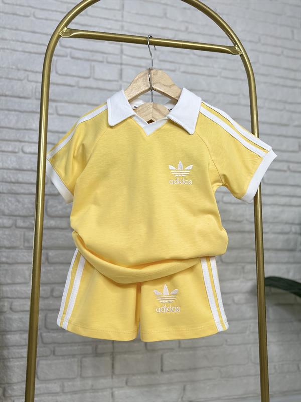 Unisex Polo Yaka Adids Sarı Şortlu Takım 
