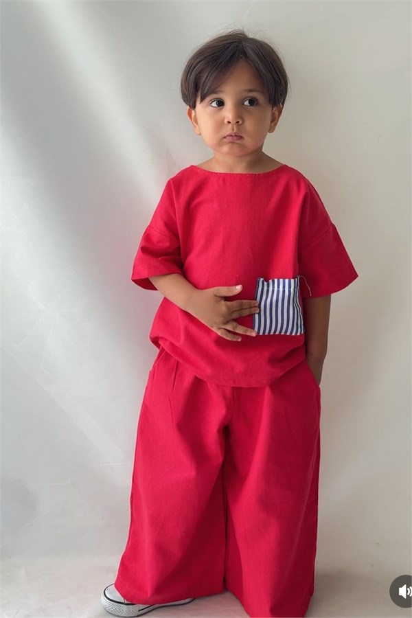 Unisex Şapka Dahil Keten Oversize Takım