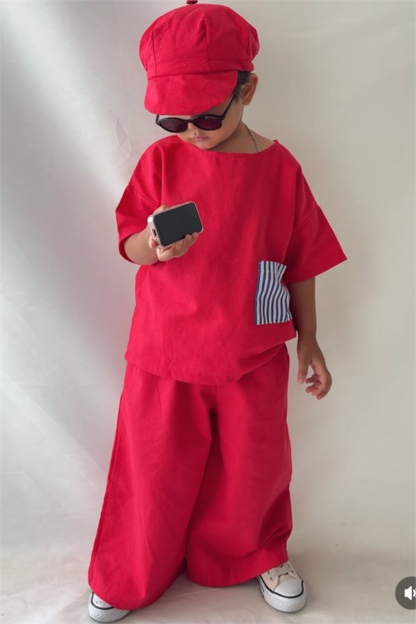 Unisex Şapka Dahil Keten Oversize Takım