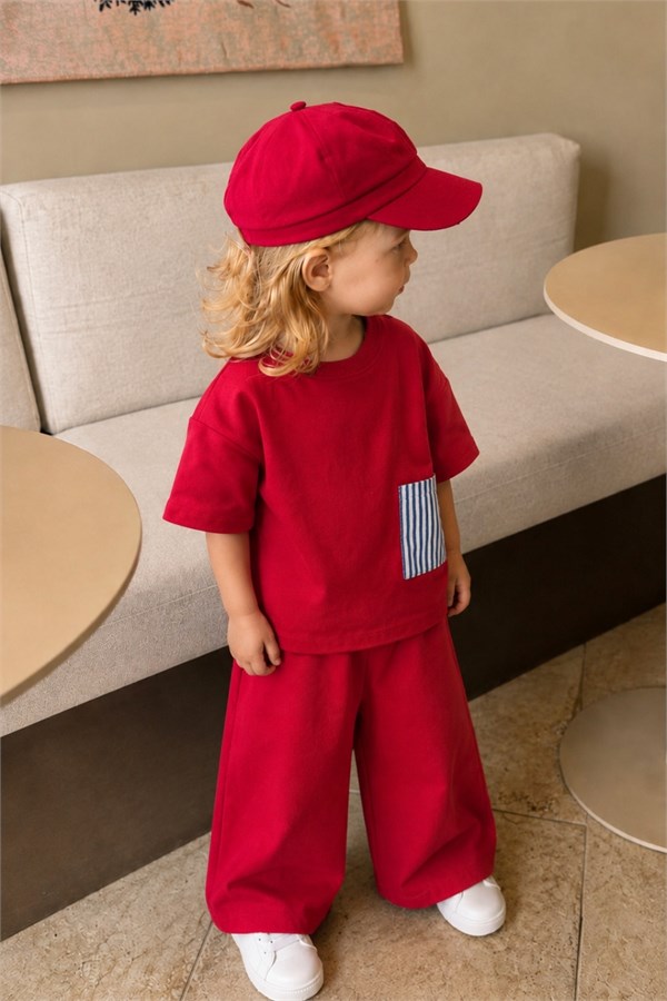Unisex Şapka Dahil Keten Oversize Takım
