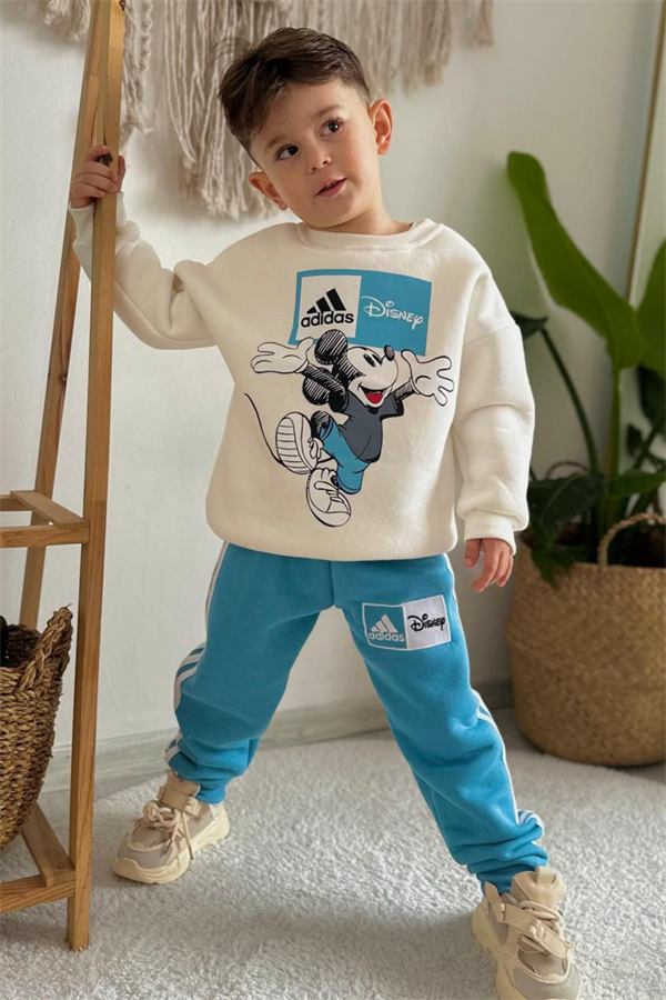 Unisex Şardonlu Adids Mavi Takım