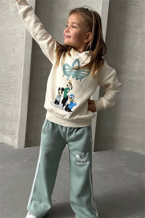 Unisex Şardonlu Ekru Yeşil Adids Takım