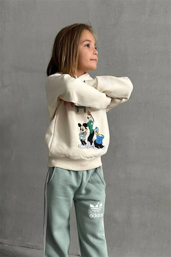 Unisex Şardonlu Ekru Yeşil Adids Takım