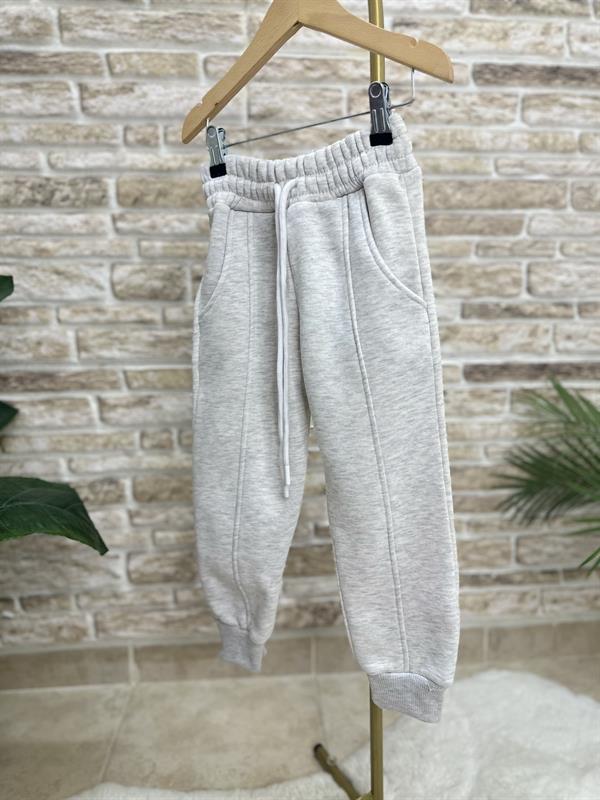 Unisex Şardonlu Fermuarlı Dik Yaka Gri Takım