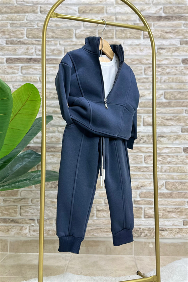 Unisex Şardonlu Fermuarlı Dik Yaka Laci Takım