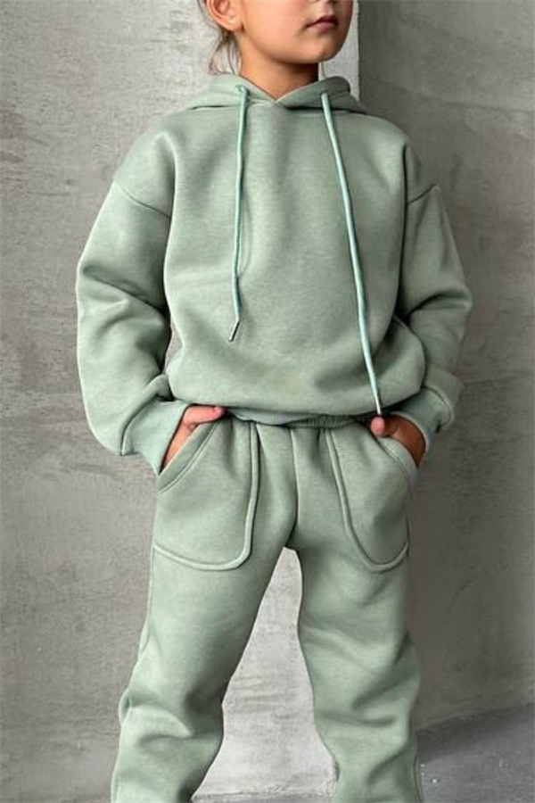 Unisex Şardonlu Kapüşonlu Yeşil Takım