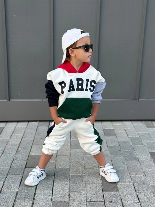Unisex Şardonlu Paris Beyaz Renkli Takım
