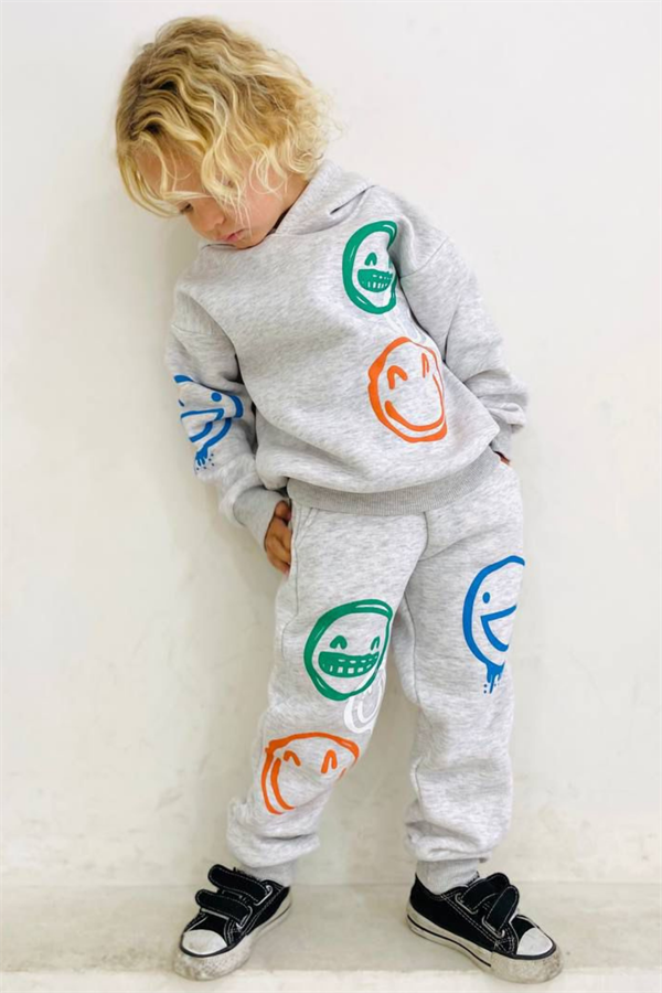 Unisex Şardonlu Smile Gri Takım