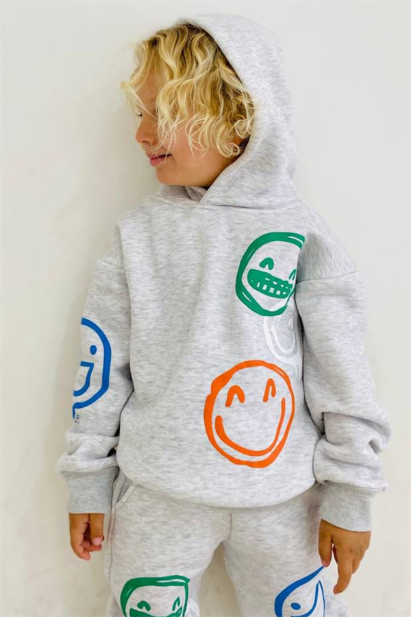 Unisex Şardonlu Smile Gri Takım