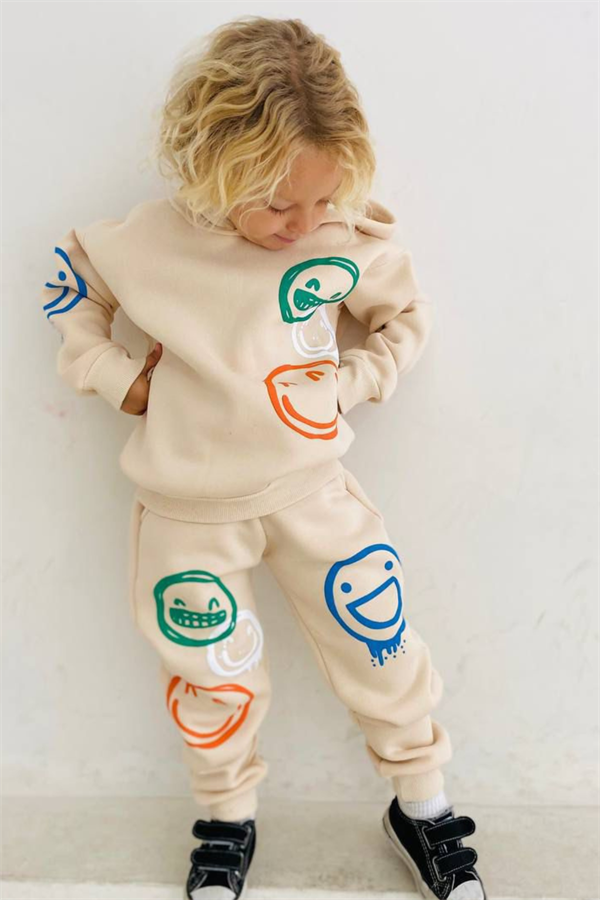 Unisex Şardonlu Smile Krem Takım