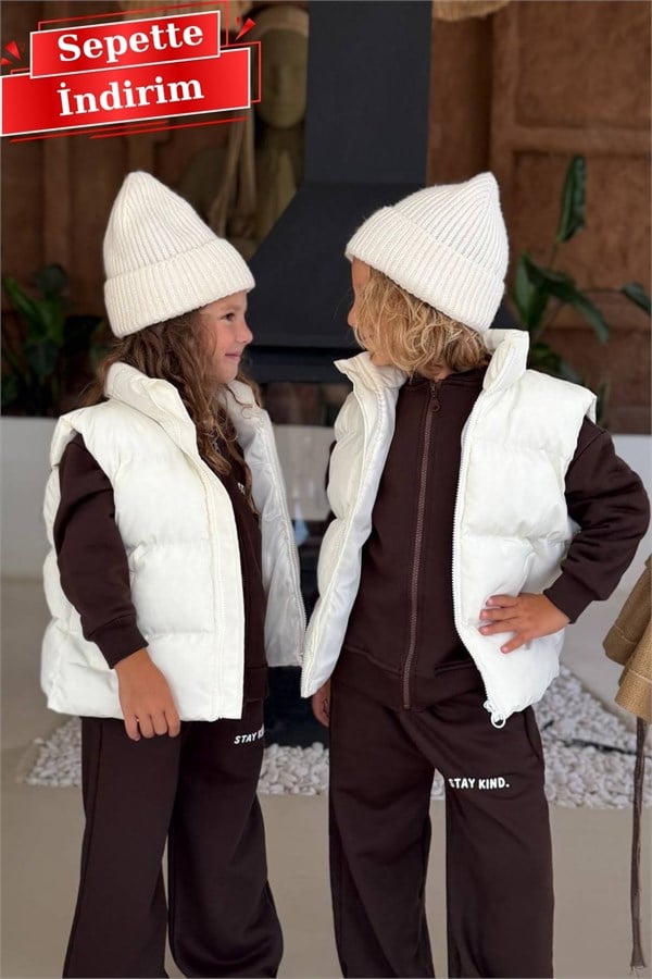 Unisex Şişme Ekru Yelek