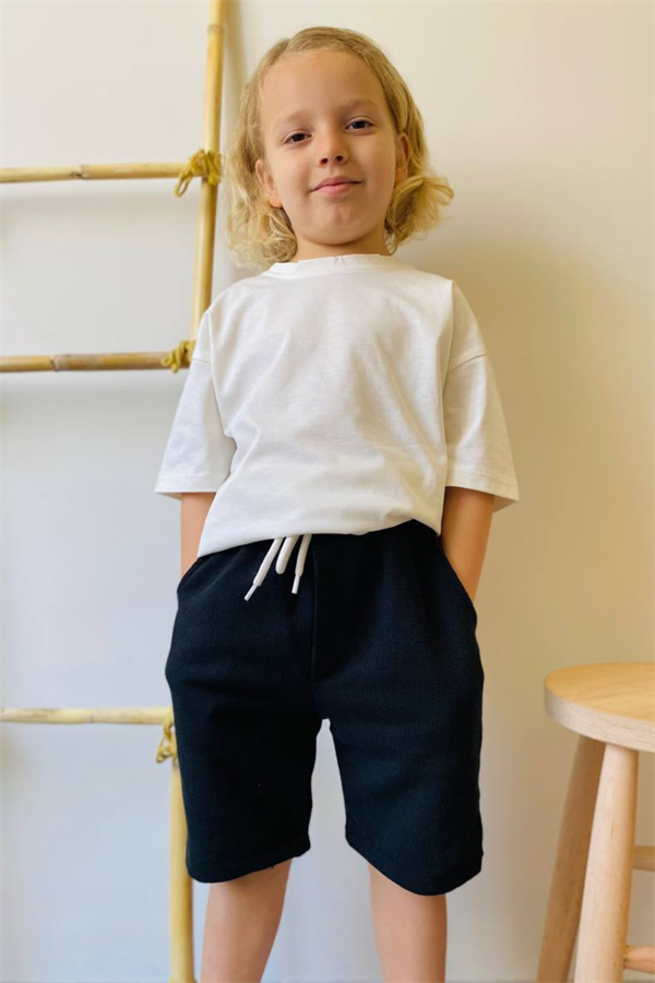 Unisex Siyah Beyaz Şortlu Takım