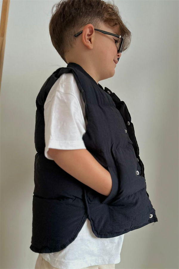 Unisex Çocuk Siyah Şişme Yelek