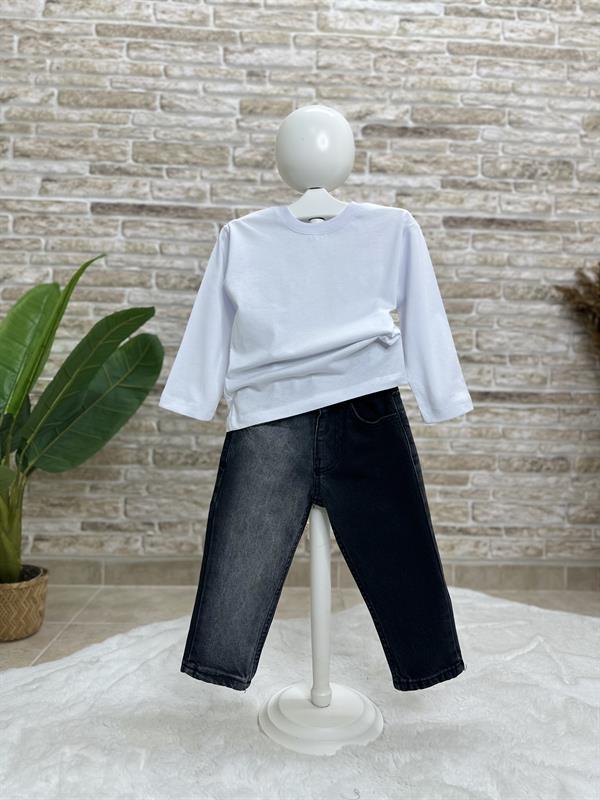 Unisex Siyah Yıkamalı Jean Pantolon