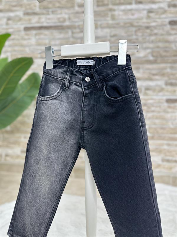 Unisex Siyah Yıkamalı Jean Pantolon