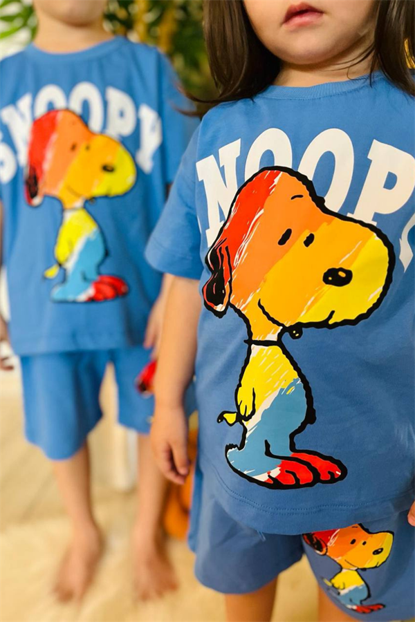 Unisex Snopy Mavi Şortlu Takım
