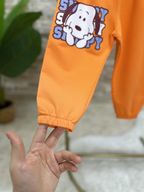 Unisex Snopy Peanuts Oranj Tshirt Eşofman Takım