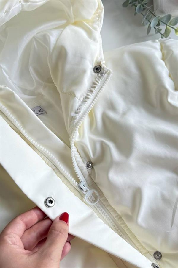 Unisex Su Geçirmez Şişme Beyaz Mont