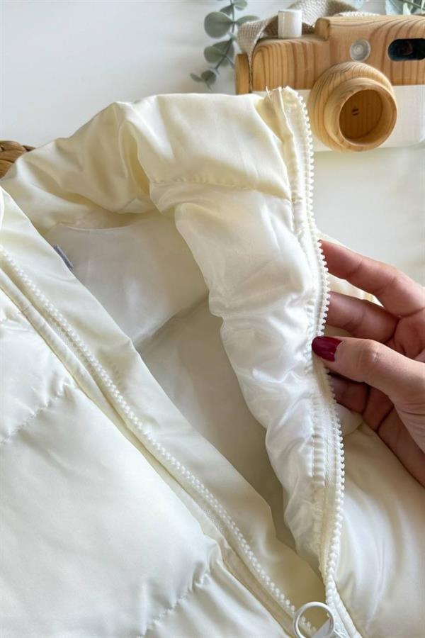 Unisex Su Geçirmez Şişme Ekru Yelek