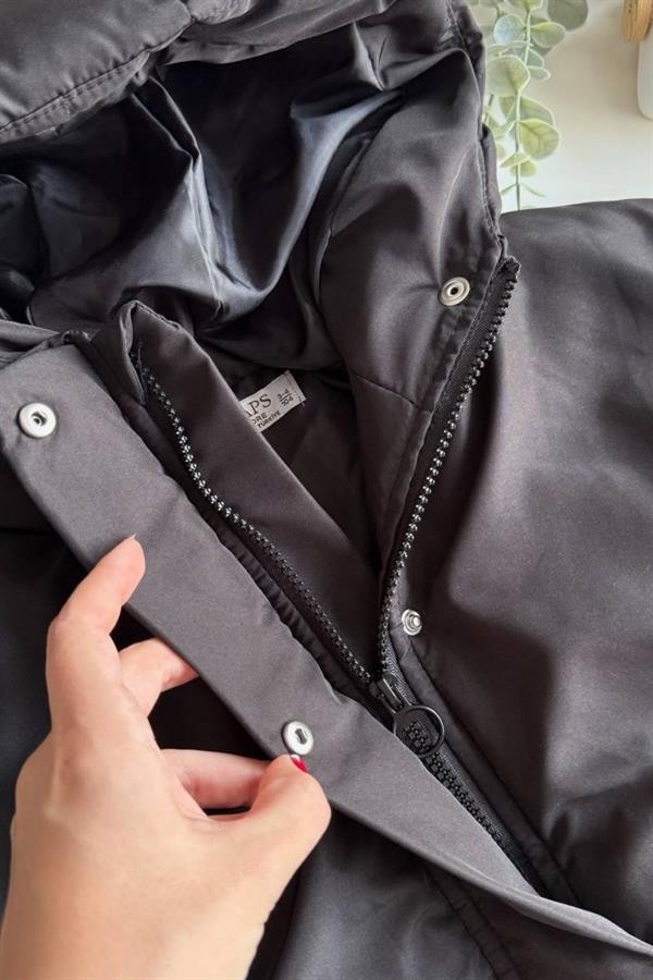 Unisex Su Geçirmez Şişme Siyah Mont