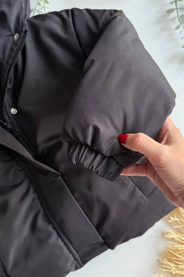 Unisex Su Geçirmez Şişme Siyah Mont
