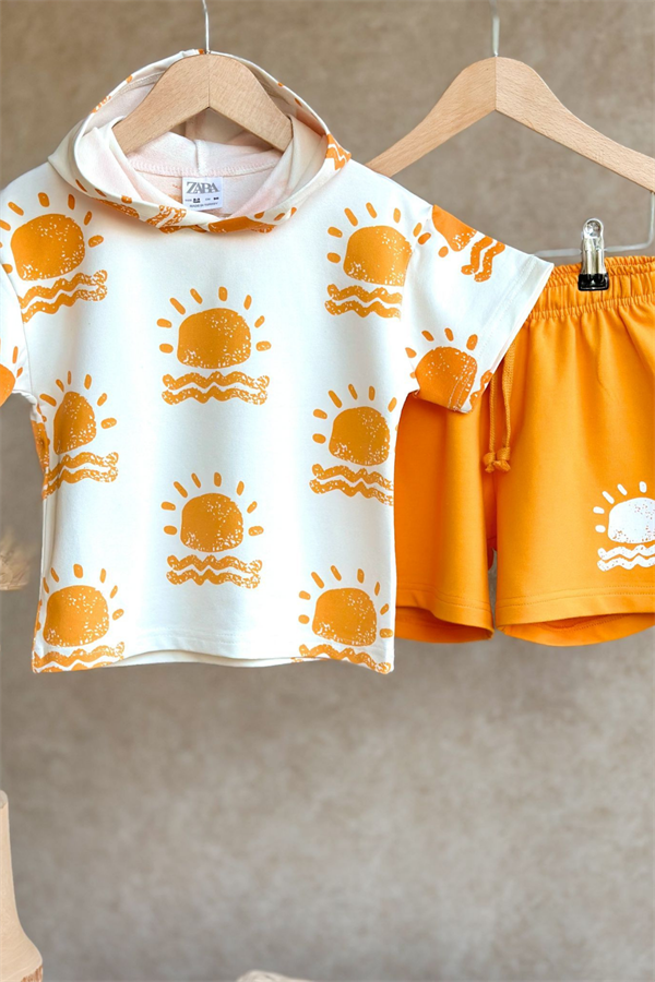 Unisex Sun And Sand Oranj Tshirt Şort Takım