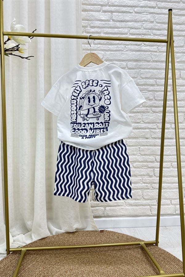 Unisex Taco Baskılı Laci Şortlu Takım