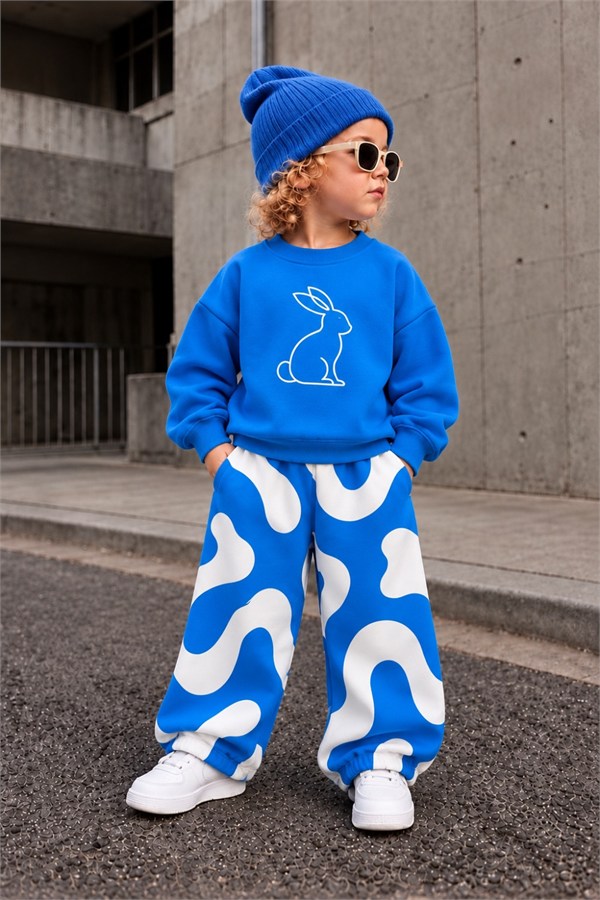 Unisex  Tavşanlı Saks  Takım