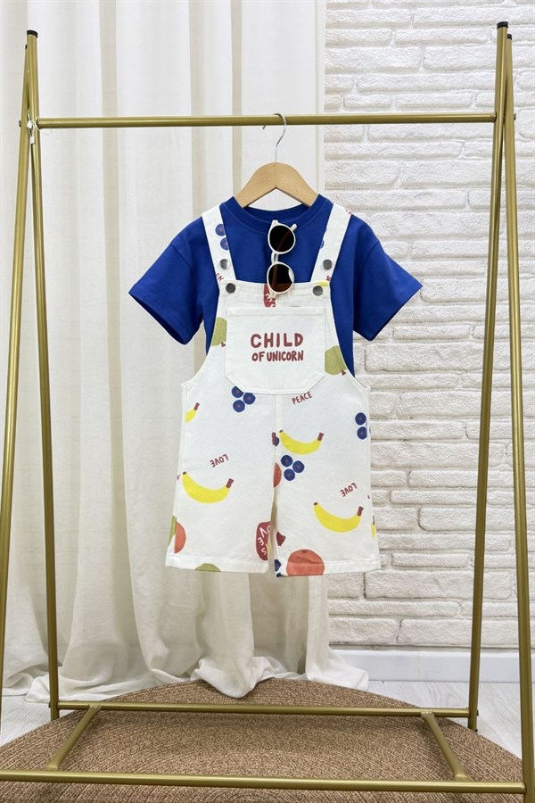 Unisex Tshirt Dahil Child Saks Şortlu Salopet