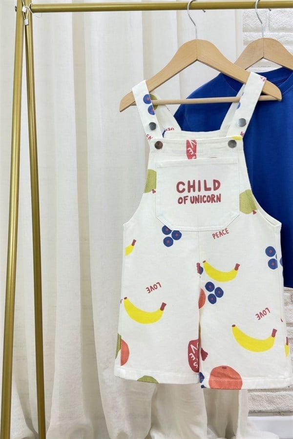 Unisex Tshirt Dahil Child Saks Şortlu Salopet