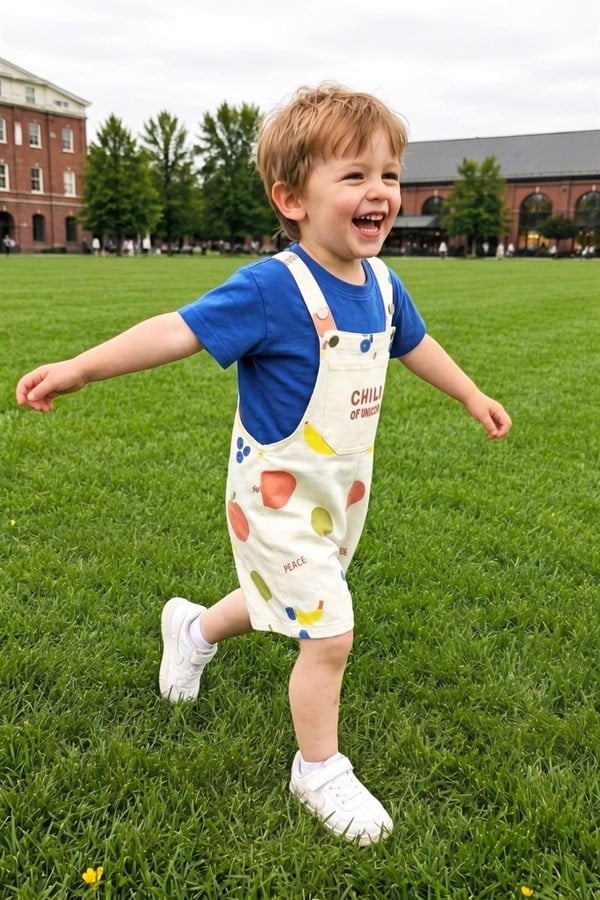 Unisex Tshirt Dahil Child Saks Şortlu Salopet
