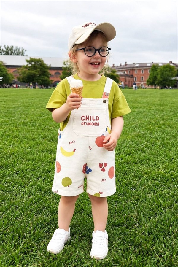 Unisex Tshirt Dahil Child Yeşil Şortlu Salopet