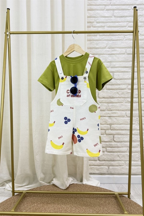 Unisex Tshirt Dahil Child Yeşil Şortlu Salopet